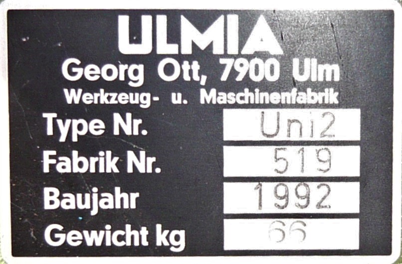 Ulmia Uni2 - Typenschild
